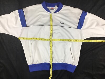 Wilson Track Jacket Vintage 80s 90s Retro Tennis Sports Blue White
