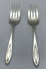 Set of 2 Oneida Community ADAM 1917 Silver Plate Silverware Flatware SALAD FORKS