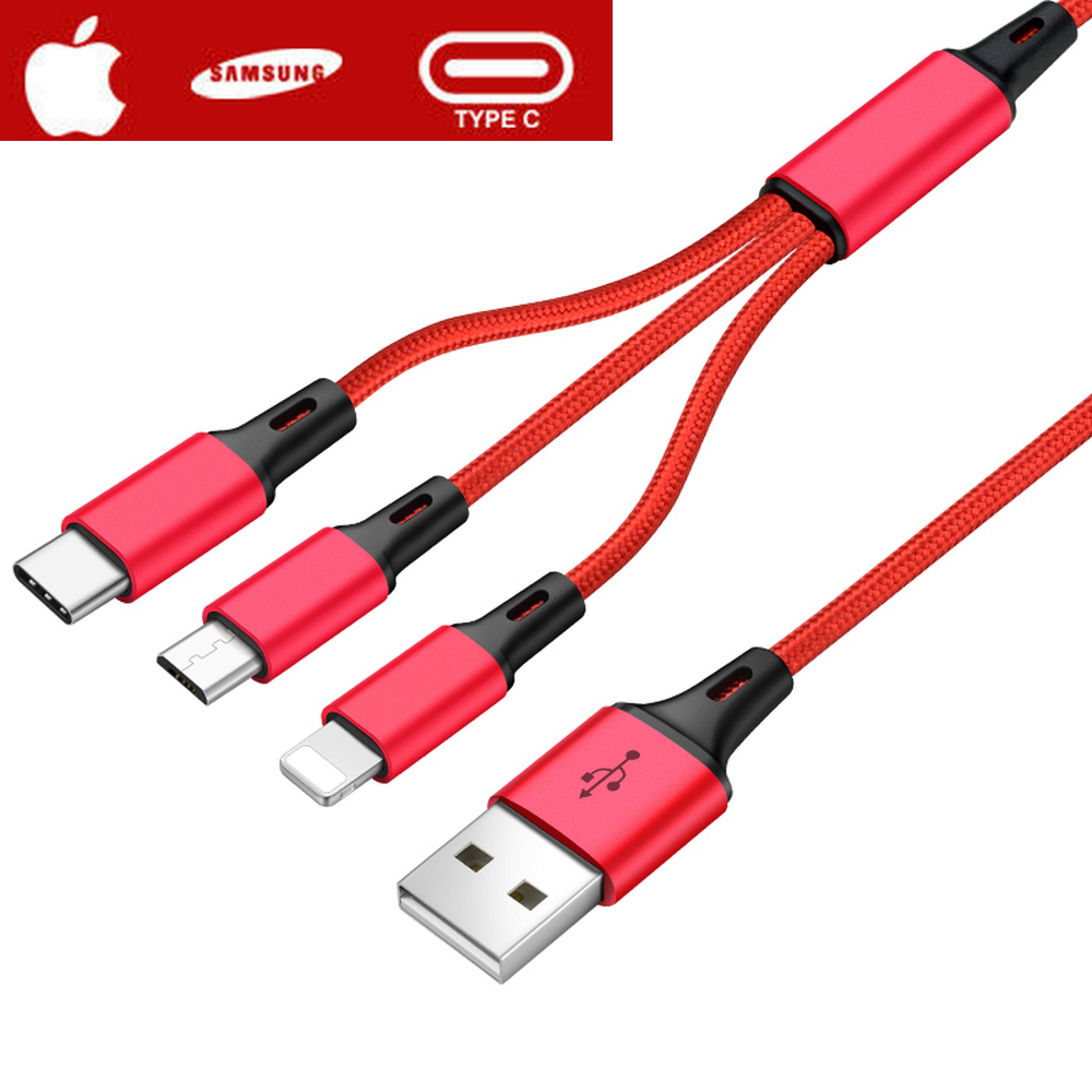 GIANAC Multi USB Cavo Di Ricarica Universale [0,5 M] Veloce 3 In 1 Multiplo IP Micro USB Tipo C Lightning Cable Per IPhone, Android Galaxy, Huawei, Oneplus, Sony, LG, Honor View-Gray - Foto 2