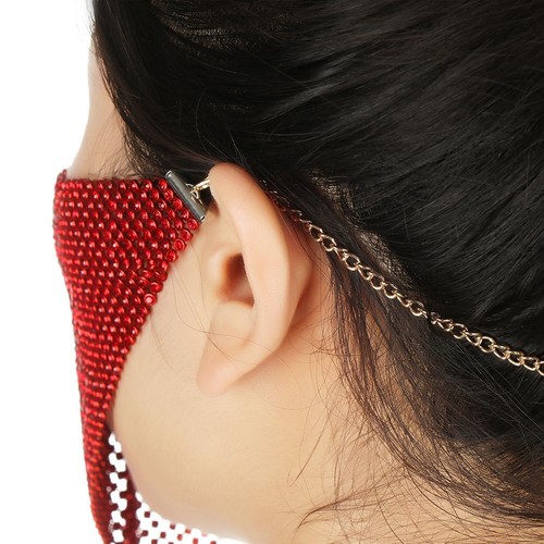 Female Vintage Gift Crystal Mouth Mask Bling Reticulated Rhinestone Face Mask - Picture 11 of 16
