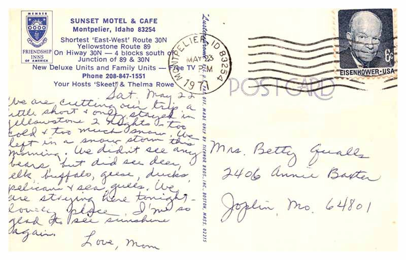 Postcard MOTEL SCENE Montpelier Idaho ID AR5317 eBay