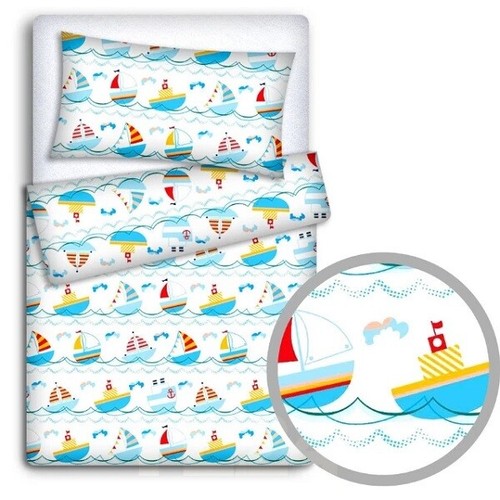 2Pc Baby Bedding Set 120x90 cm Boats Blue