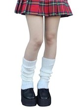 Women's Solid Cable Knit Leg Warmers Knitted Crochet Winter Socks White Solid...