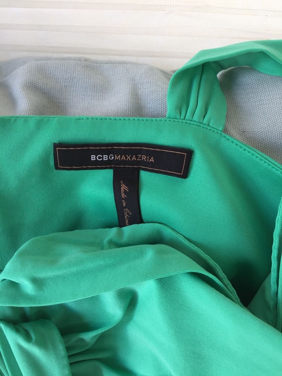 BCBG Max Azria Green Halter Style Pleated Dress Medium Excellent | eBay
