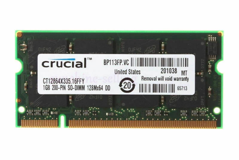 2GB Crucial 2X 1GB PC2700 DDR 333MHz 200Pin Sodimm Memory Laptop RAM 1 Gx2 CL2." - Image 3 of 4