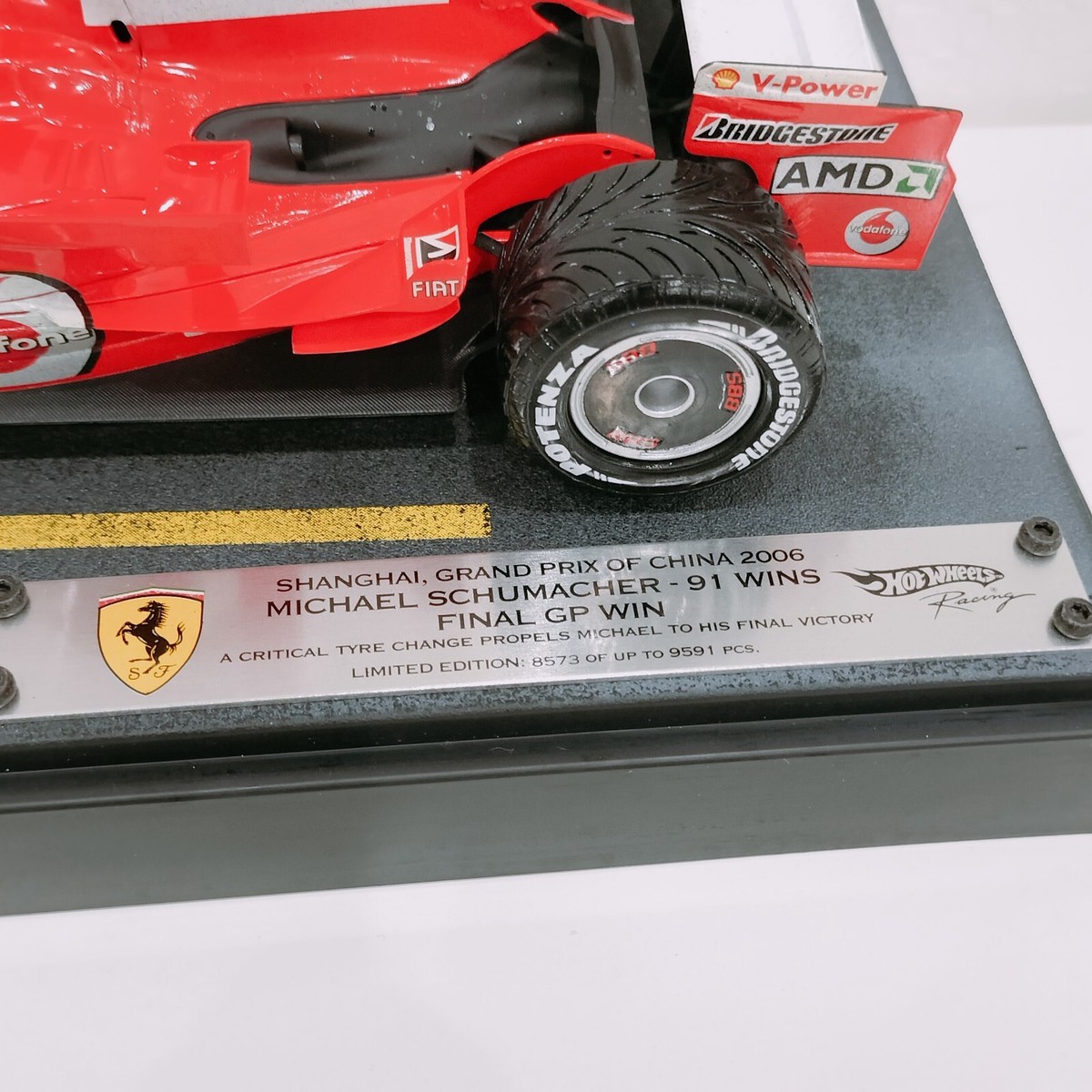 Hot Wheels 1/18 Ferrari 248 F1 Shanghai China GP Schumacher Final