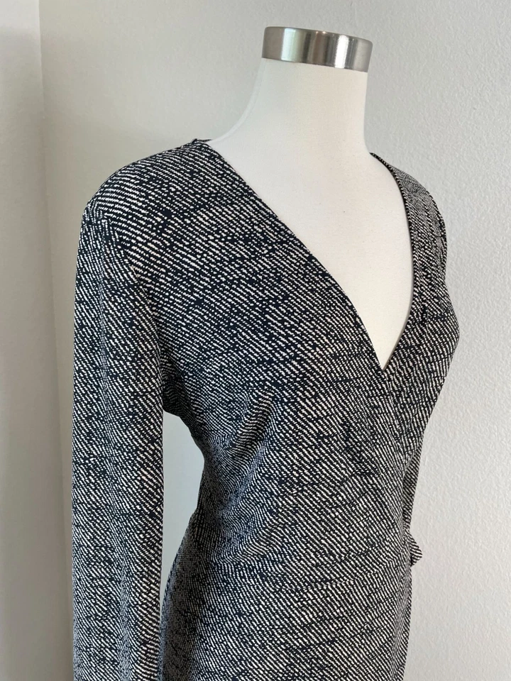 Chaps Womens XL Faux Wrap Dress Stretch Long Sleeve V Neck Knee Length - Image 2 of 4