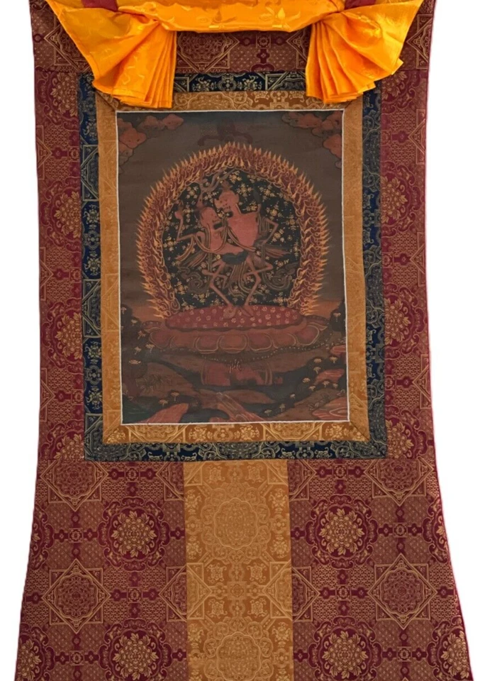 PINTURA THANGKA TIBETANA BARNIZADA AL ÓLEO ESQUELETO FELIZ BAILANDO CITIGATI/ORIGINAL Foto 3 de 4