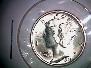 1941-S Mercury Dime ~ Gem BU (FSB) ~ 90% Silver Uncirculated MS. VV