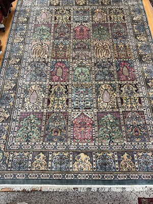 9'2'' x 12'6'' Pakistani Bakh tiari Panel Design Oriental Rug - 100% Wool