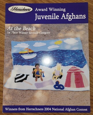 Herrschners Juvenile Afghans Crochet Knit Pattern Leaflet School Beach Farmer 