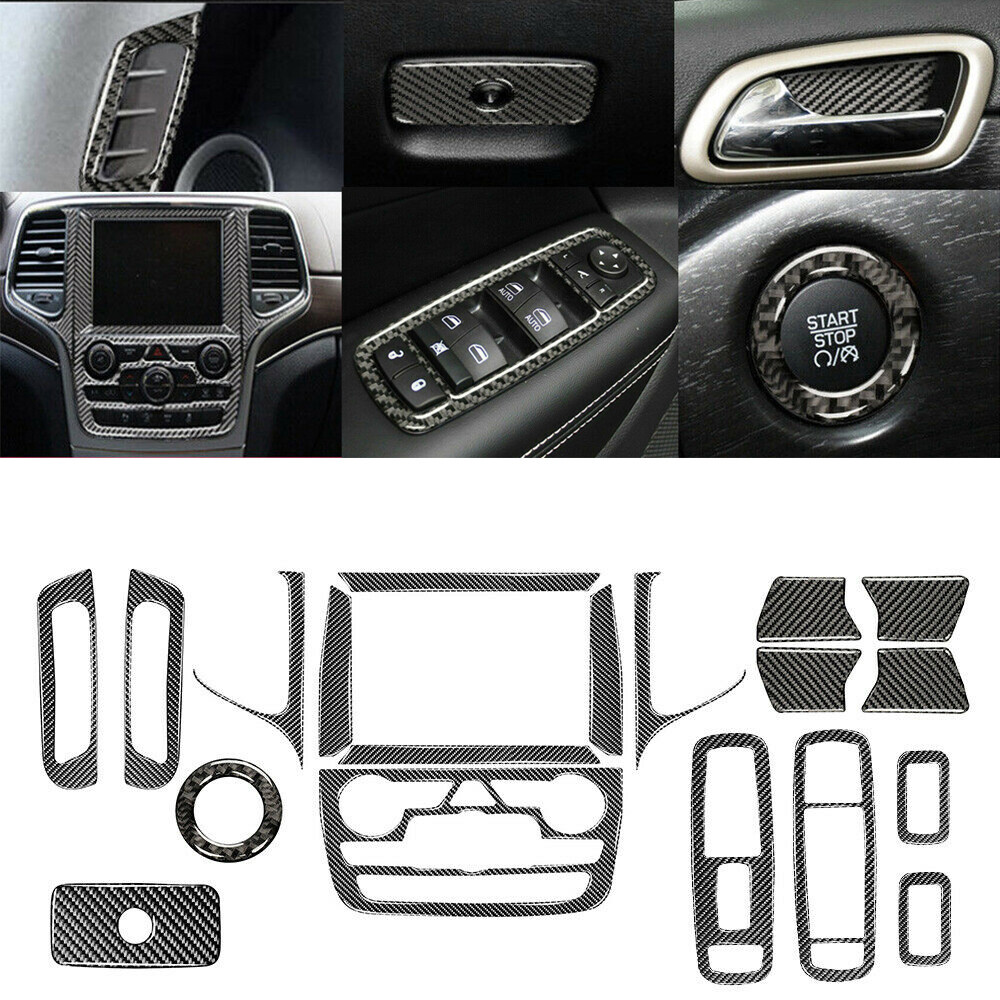 19-Piece Carbon Fiber Interior Kit For Jeep Grand Cherokee 2011-2020 – Dash Covers