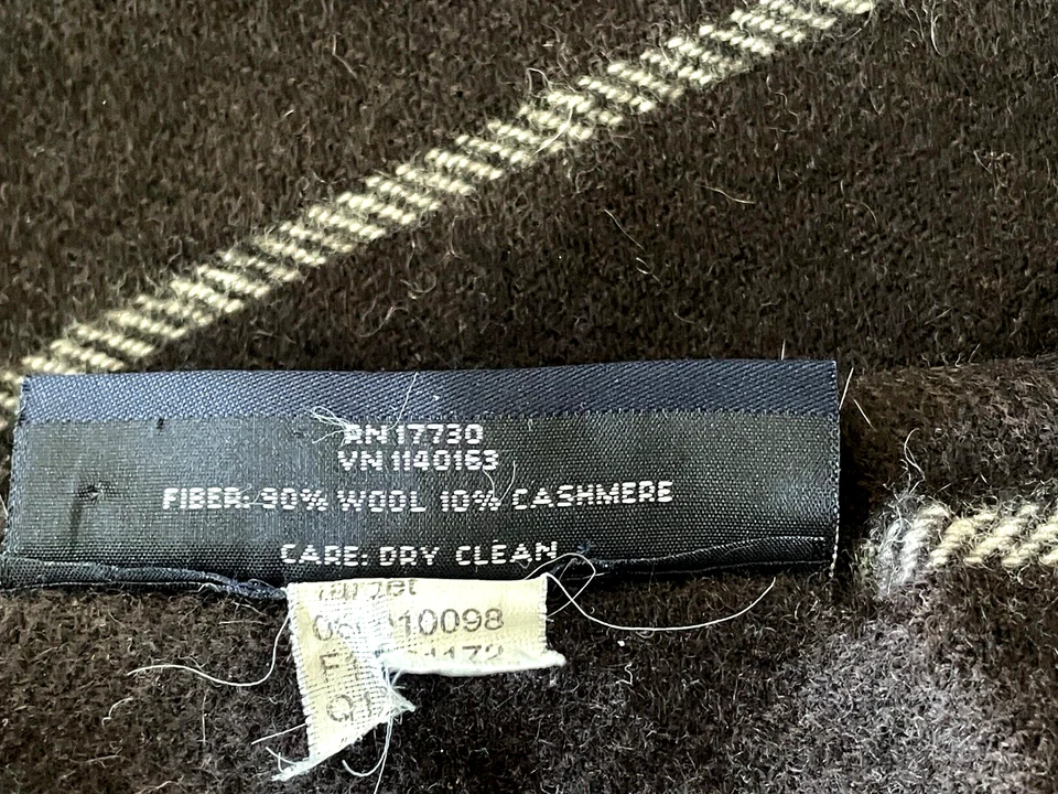 Thomas O'Brien Cashmere Wool Throw Blanket Brown Striped Fringed size 54"x56" - Image 3 of 4