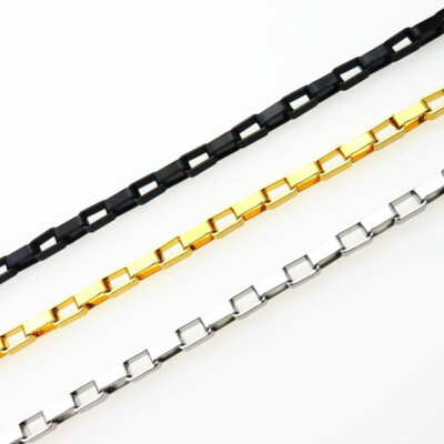 1.5 - 6mm 18K Gold Plated Stainless Steel Hollow Box Chain Necklace 16 ...