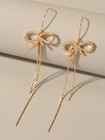 Trendy Female Jewellery Rhinestone Long Chain Bowknot Pendant Earrings for Women