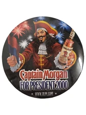 Vintage CAPTAIN MORGAN FOR PRESIDENT 2000 Pinback Button Rum FREE SHIPPING