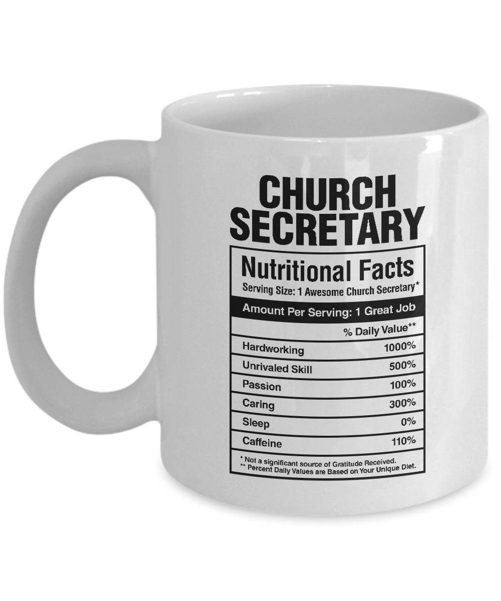 Church Secretary Nutritional Facts Coffee & Tea Mug