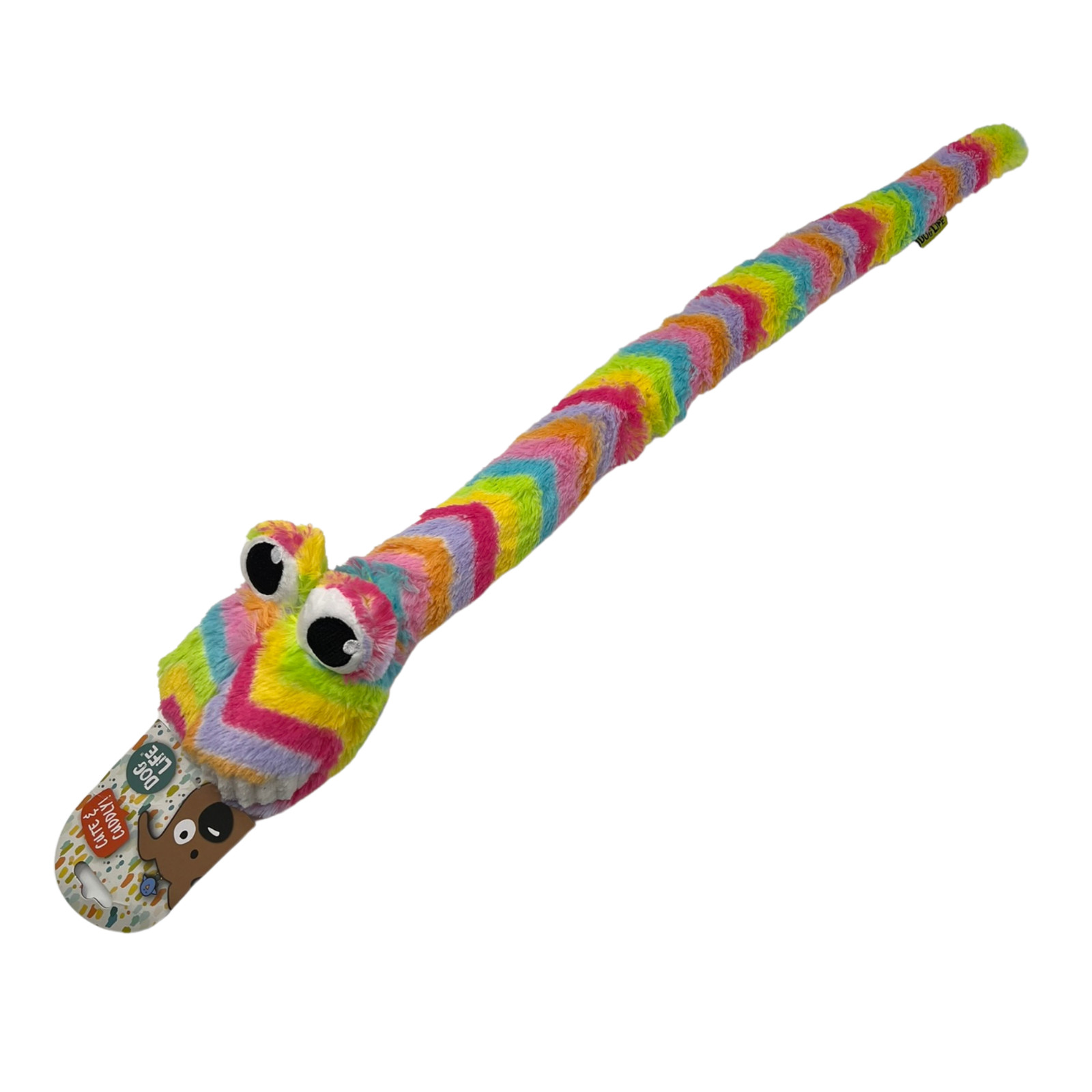 Snake Squeaky Soft Plush Dog Cute & Cuddly Crinkle Caterpillar Toy Colours Vary