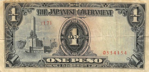 Filippine 1 Peso ND. 1943 Blocco {17 } Emissione Seconda Guerra Mondiale Banconota Circolata - Foto 1 di 2