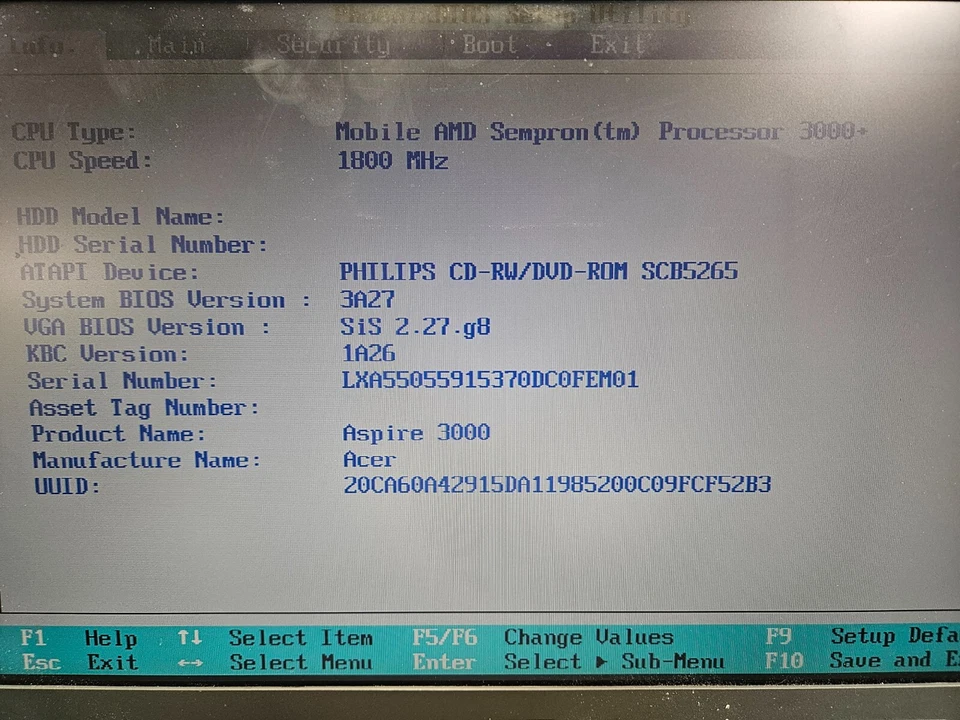 Acer Aspire 3000 Laptop *Parts or Repair* - Image 2 of 4