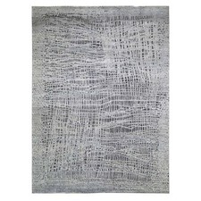 9'x12'1" THE LOST BRANCHES Silk with Textured Wool Handmade Oriental Rug R59369