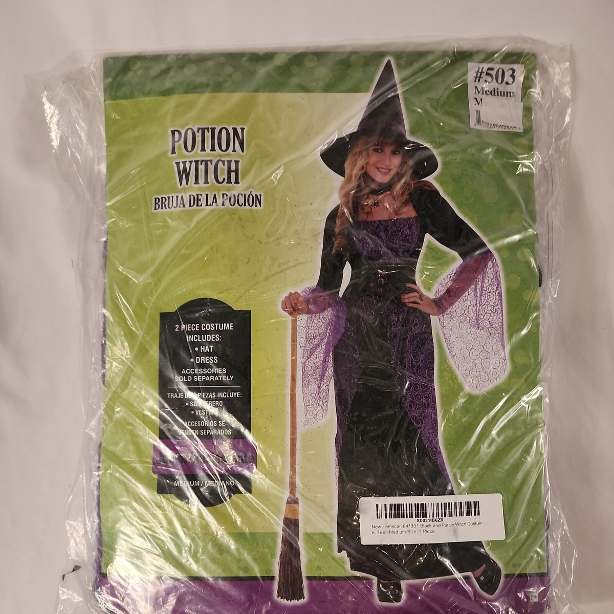 Amscan Halloween 2 PC Costume # 503 Potion Witch Junior Medium 7-9