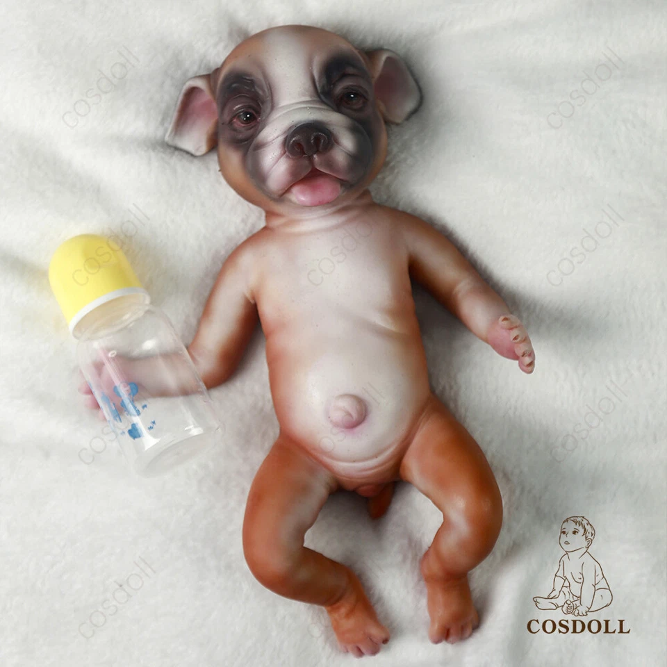 13.7" Soft Silicone Yellow Dog Reborn Puppies Doll Lifelike Handmade Dog Dolls - Image 2 of 4