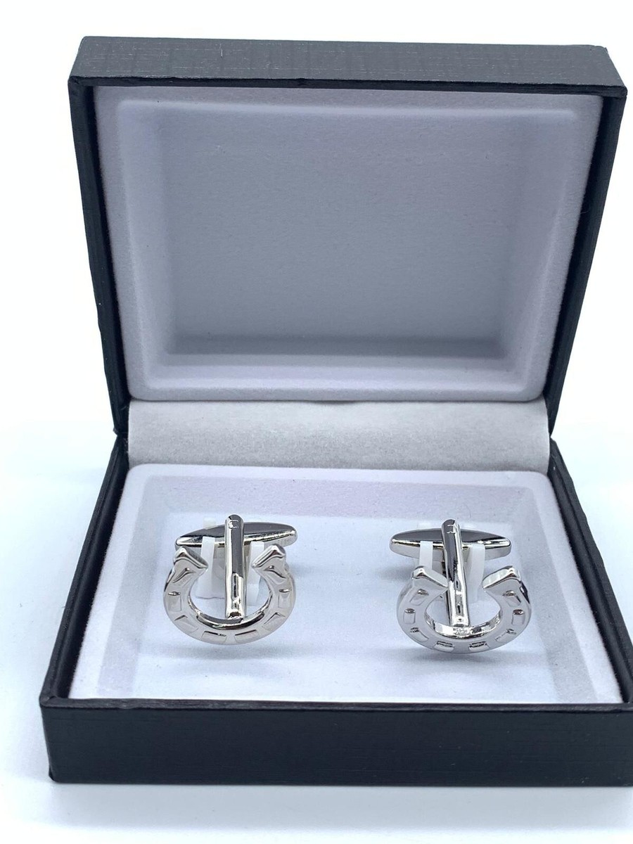 Horseshoe and Horse Head Cufflinks in Sterling Silver