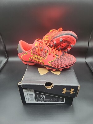 Under Armour CF Force 2.0 FG Soccer Cleats  1276163-001 1.5Y Black Volt Neon