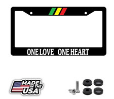 Black License Plate Frame One Love One Heart Wstripes Auto Accessory