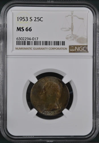 1953-S 25C Washington Quarter Dollar NGC  MS66   6302294-017