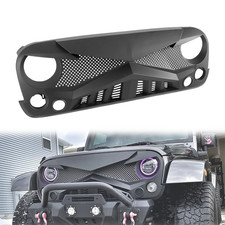 Front Black Shark Hawke Grille Bumper Grill For 2007-2018 Jeep Wrangler Jk Jku