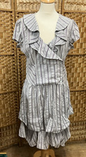BNWT Next Size 14 Summer Dress Grey Purple Stripe Hitched Skirt Charity Sale