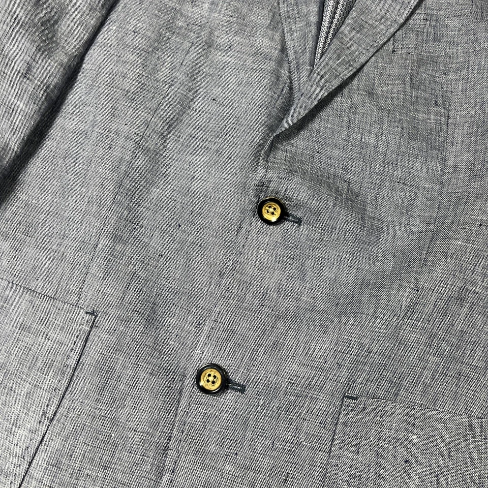 Blazer Baird McNutt Murano Para Hombres Grande Azul Lino Dos Botones Abrigo Deportivo Chaqueta Foto 3 de 4