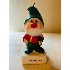 VINTAGE ELF CANDLE Santa New handpainted deco...