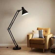 Image of Floor Lamp Matt Black Retro Articulated Arm Tilting Head Livingroom (H)168cm