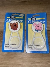 Vintage 1991 Gerber Animal Friends Rattle Lot Bear & Bunny NOS NEW