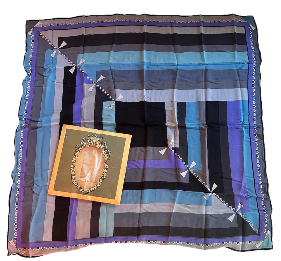 Bufanda de seda vintage Emilio Pucci Italia estampado geométrico con caja original Firenze Foto 2 de 4