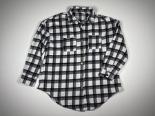 Unbranded Women Medium Black White Flannel Shacket Button Down Cozy Cotton