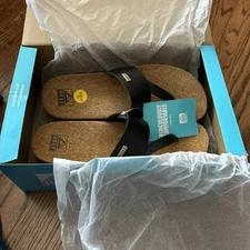 REEF Cushion Sol Hi Women's Platform Sandal Black/Tan Cork Size 10 Comfort