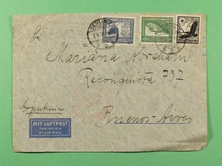 DR WHO 1938 GERMANY BERLIN AIRMAIL ZEPPELIN TO ARGENTINA R64637