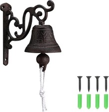 Dual-Purpose Vintage Cast Iron Bell - Weather-Resistant Wall Mount with Charm