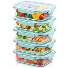 Glass Food Containers Snap Lock Lids Meal Prep Container Oven Dishwasher Safe
