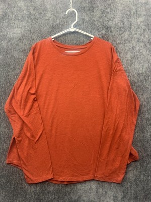 Sonoma The Everyday Tee Shirt Women's 2XL Rust Orange Long Sleeve Curved Hem