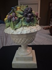 Vintage Capodimonte Porcelain Nuova Flower Basket Centerpiece Italy Extra Large