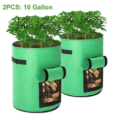 Potato Grow Bags, 2 Pack 10 Gallon Planting Heavy Duty Pouch Fabric Pots with Ha