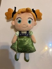 Disney Store Frozen Young Toddler Anna Plush Baby Doll Stuffed Green Dress 12"