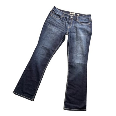 BKE Payton Bootcut Jeans Women 34L Dark Wash Stretch Denim Mid Rise Western Boho