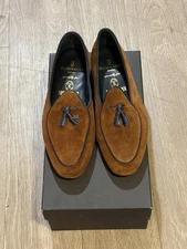 RUBINACCI X Todd Snyder Marphy Brown Suede Blue Bow Tie Belgium Shoes Loafers 42