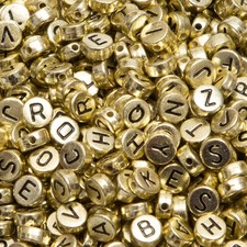 1000pcs Gold Letter Beads for Bracelets, 4x7mm Black Alphabet A-Z Beads for J...